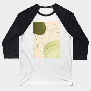 Abstract green and beige shapes Baseball T-Shirt